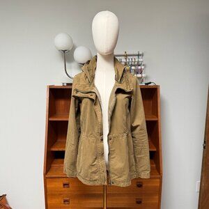 Bench Olive Green Cotton Jacket Parka Cinched Waist Chore Coat Size XS